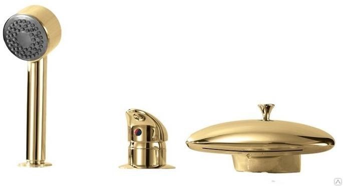 Смесители. - Смеситель на борт ванны Vega Niagara 3 (золото) для (BellSan Индиго 170x110 золото (с ручками))
